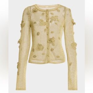 Cult Gaia Kash gold embroidered Cardigan XS NWT
